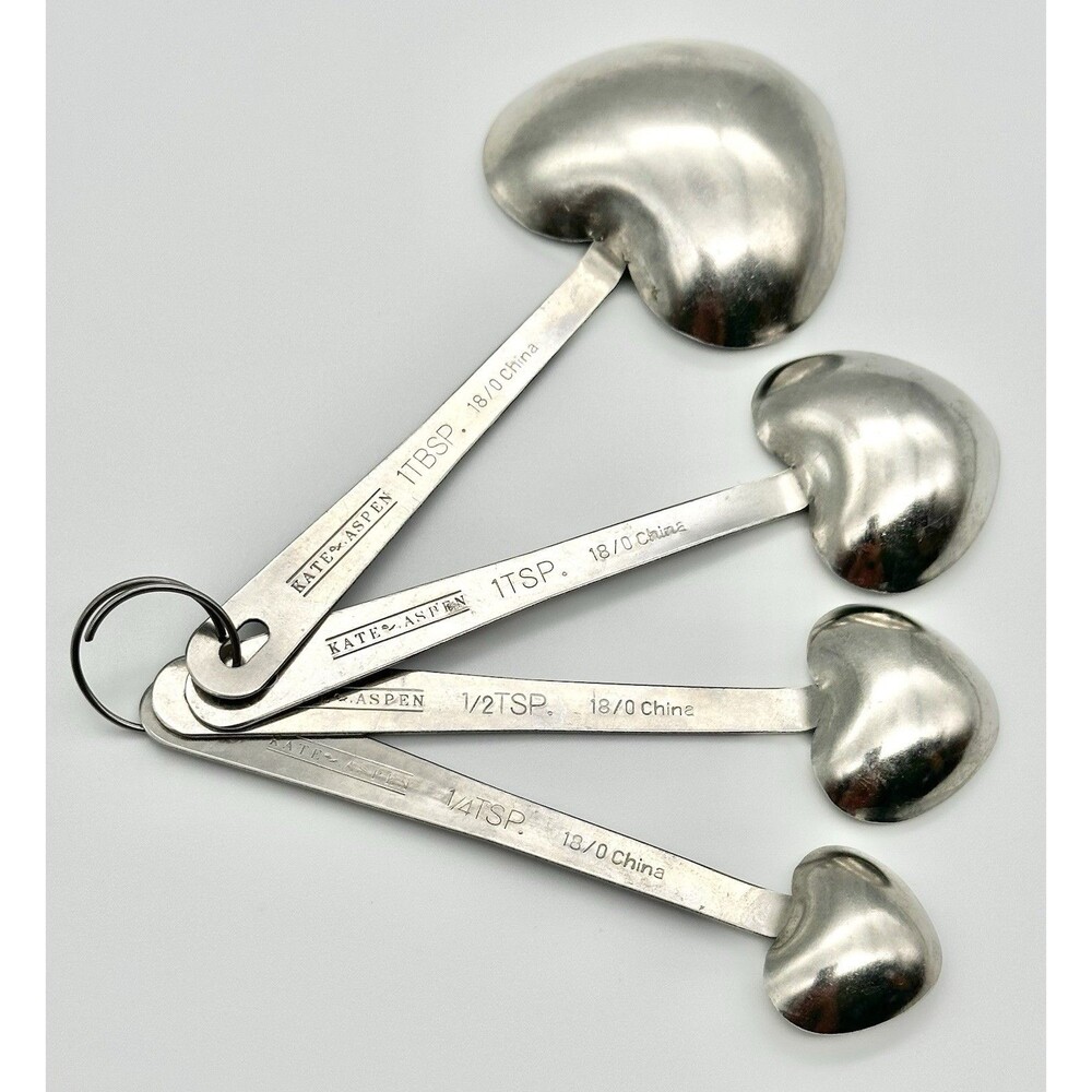 4pc Kate Aspen Heart Shaped Love Stainless Steel Measuring Spoons - Picture 3 of 3